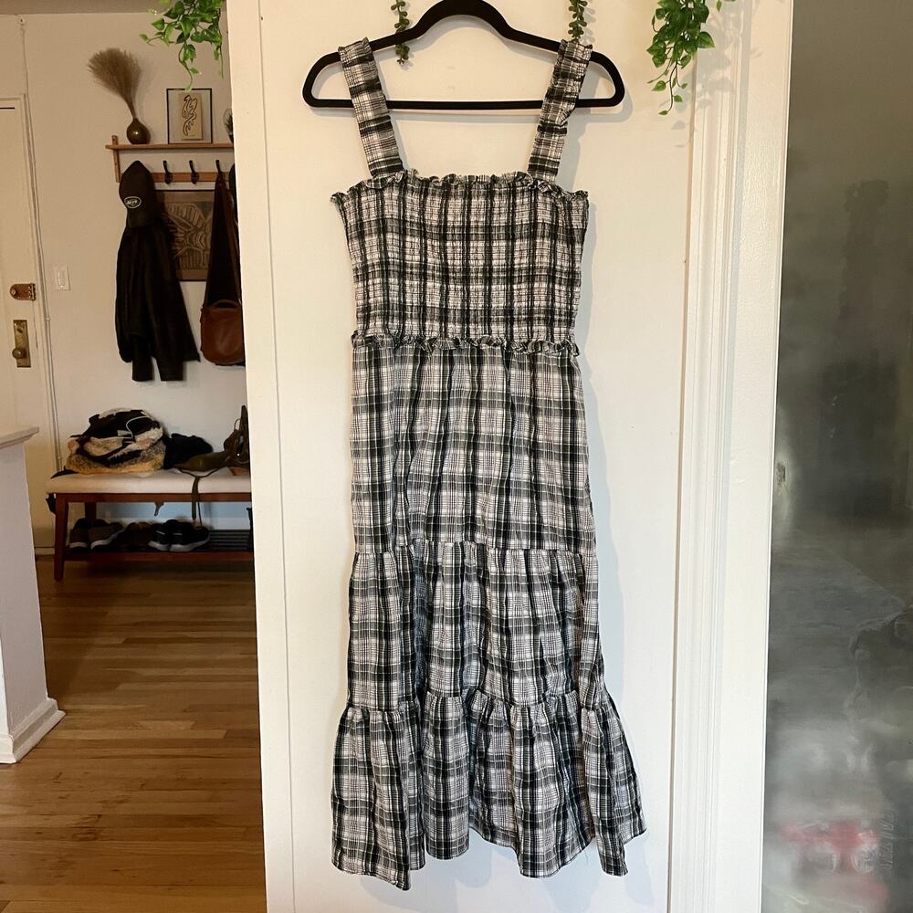 Veronica Beard Plaid Ziaga Midi Dress Sleeveless Tiered Ruched sz 8 - Picture 2 of 14